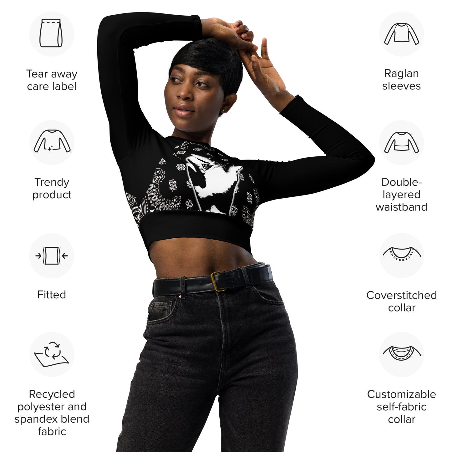 Tri-Logo Paisley - Women's Recycled long-sleeve crop top