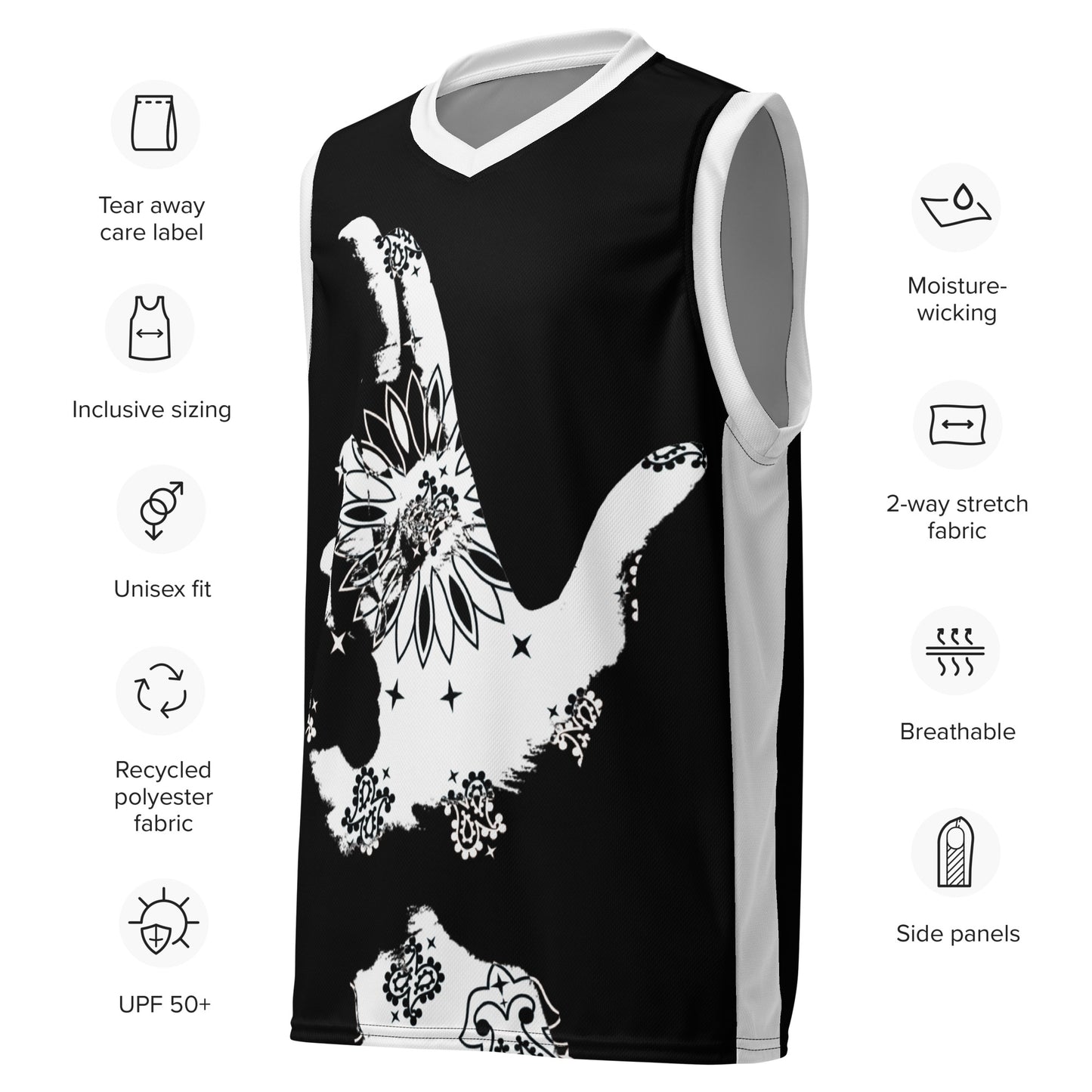 Paisley-Gun Finger - Recycled unisex basketball jersey