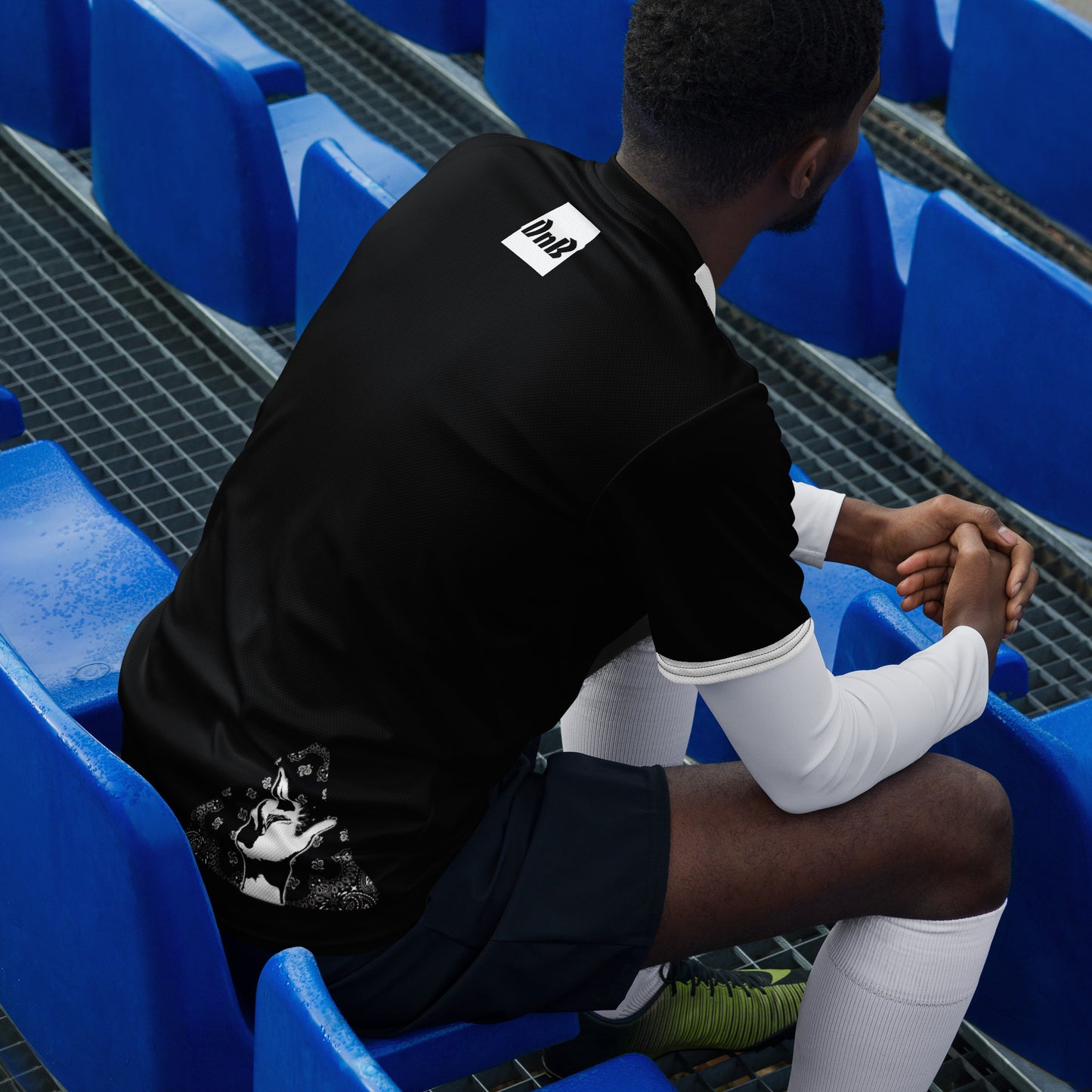 White Paisley Gun Finger - Recycled unisex sports jersey