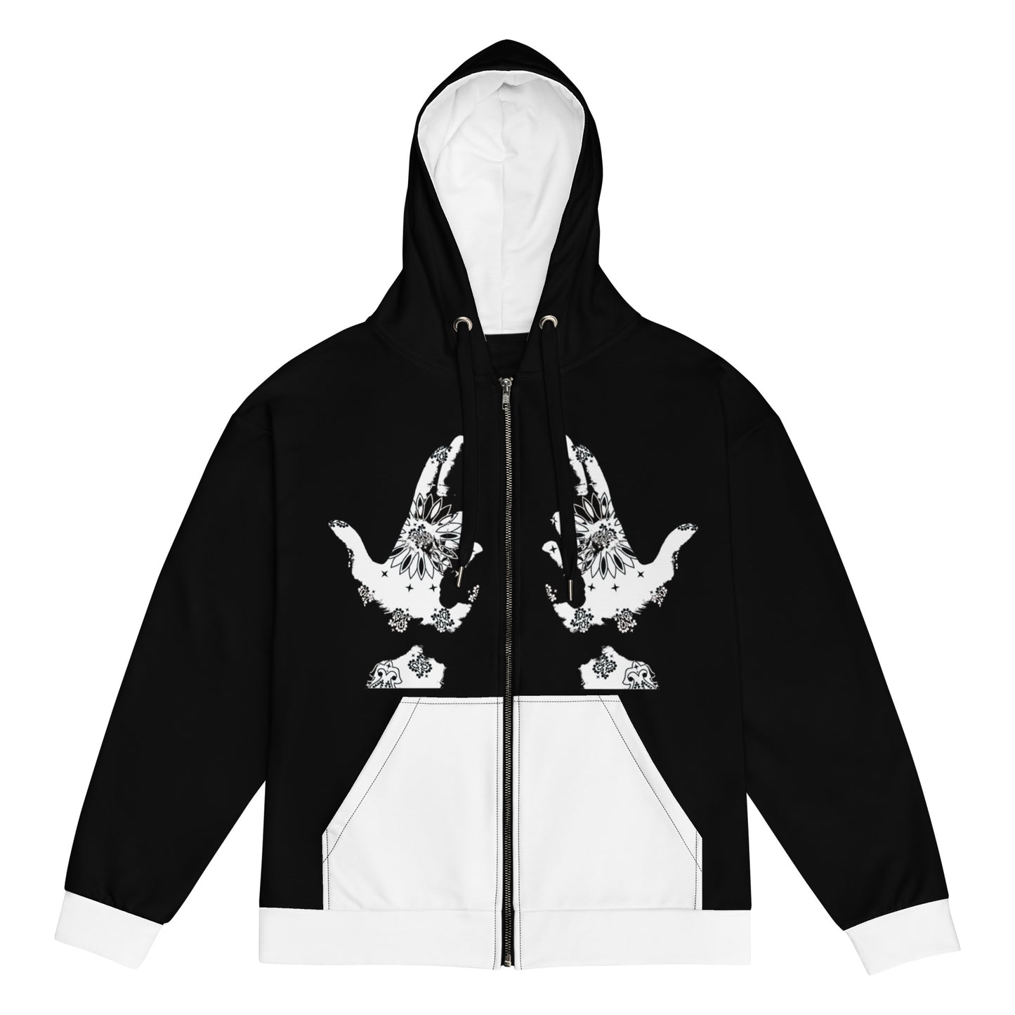Paisley-Gun Finger - Unisex zip hoodie - Black/white