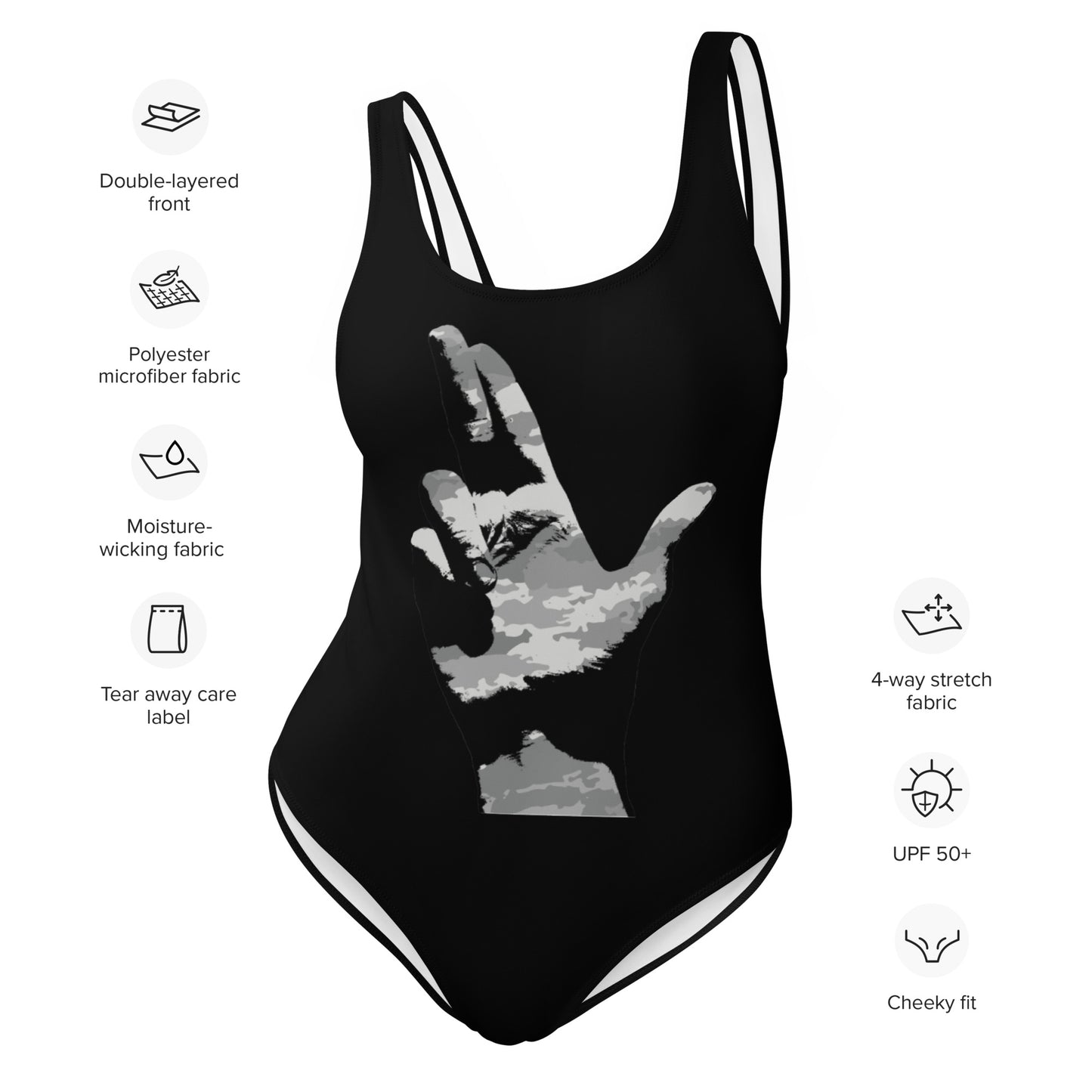 Women's One-Piece Swimsuit - Camo Gun Finger