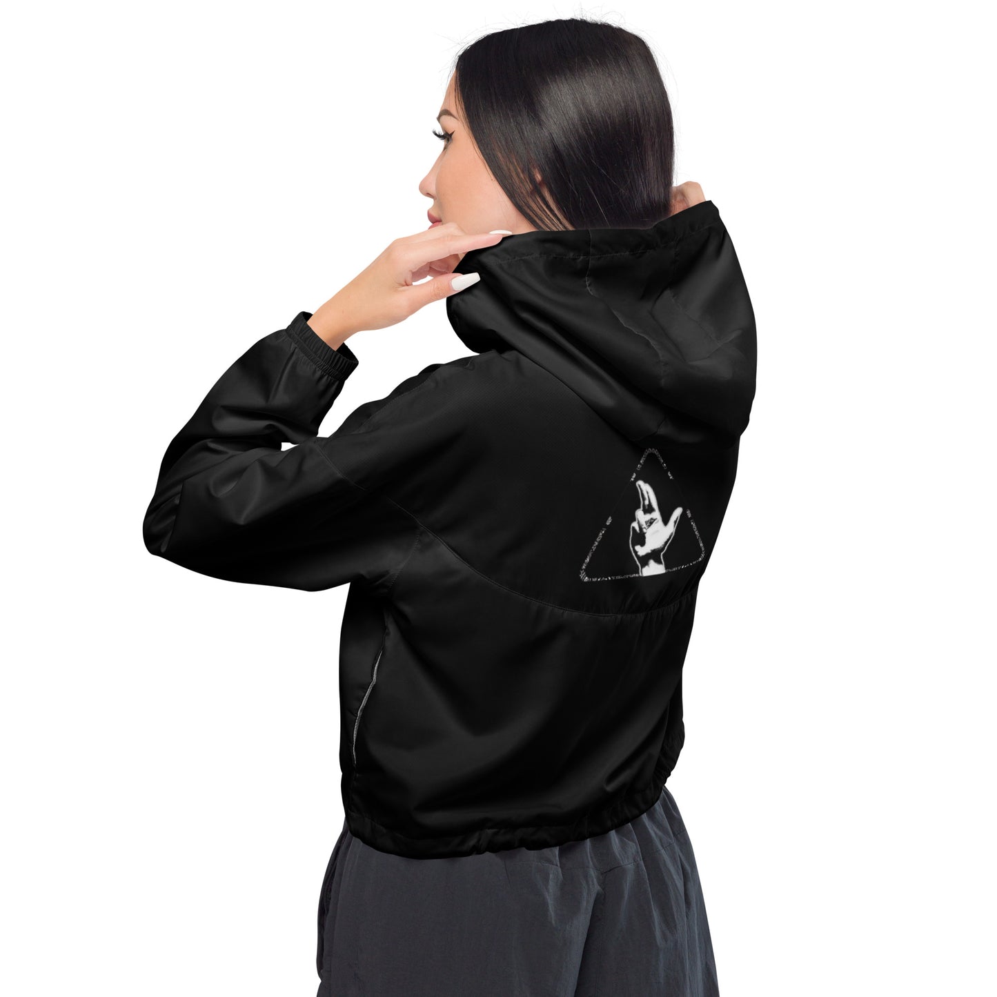 Grey-Camo Gun Finger - Women’s cropped windbreaker